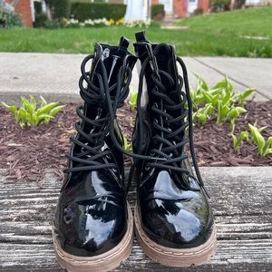 Patent Combat boots